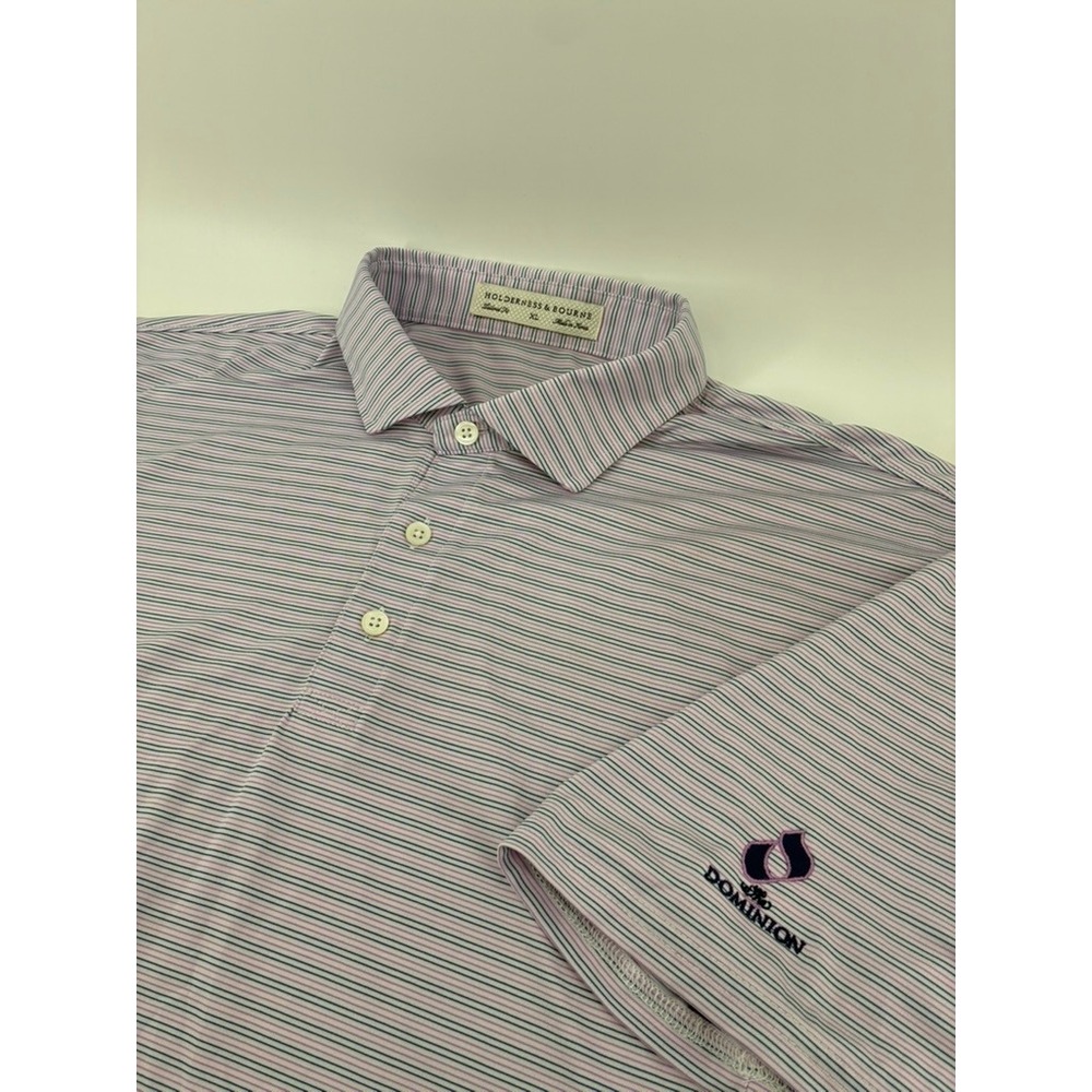 Holderness & Bourne Mens XL Tailored Fit Polo Shirt Striped The Dominion Purple